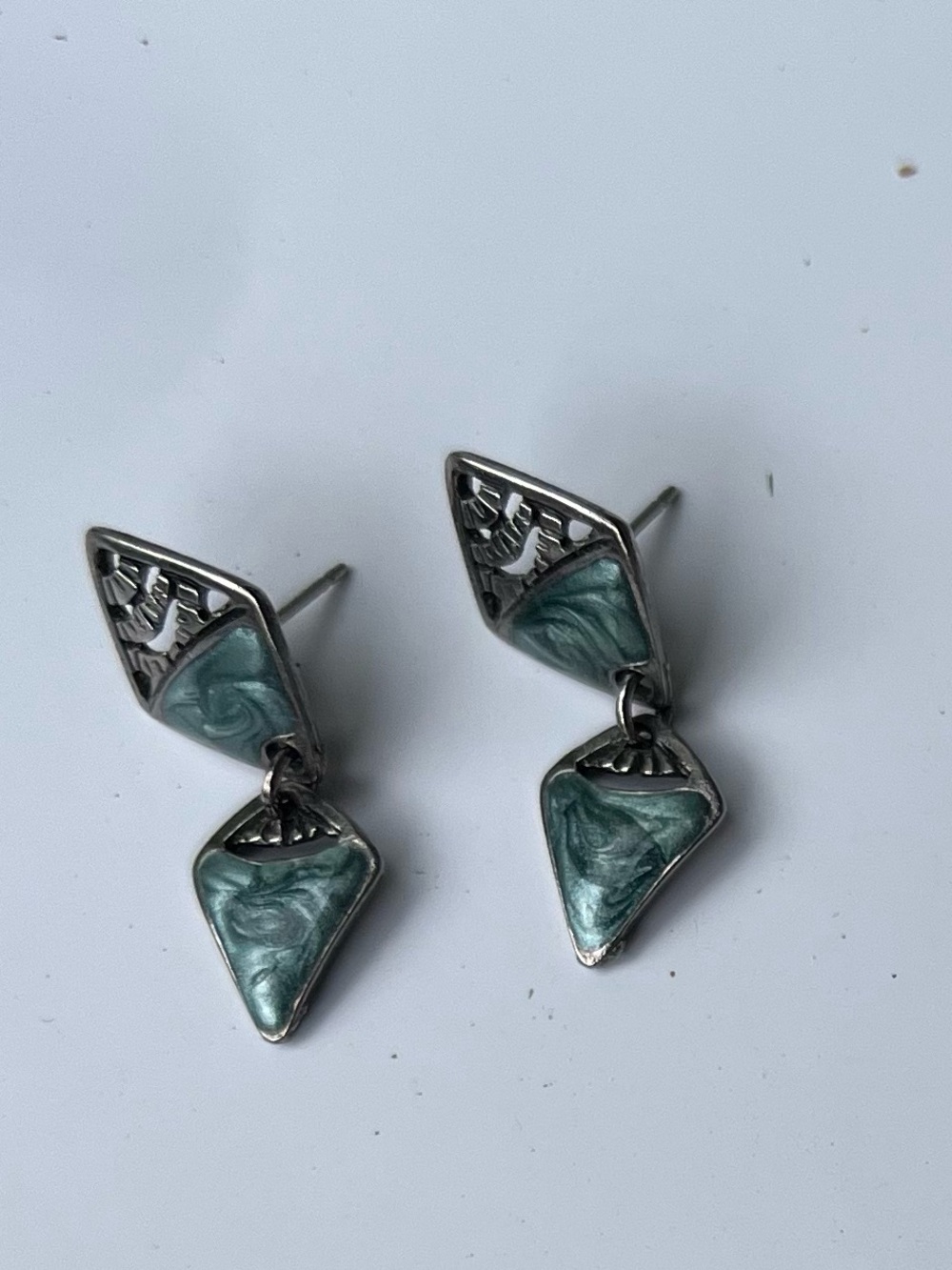 Sterling Silver Faceted Teardrop Dangle Earrings